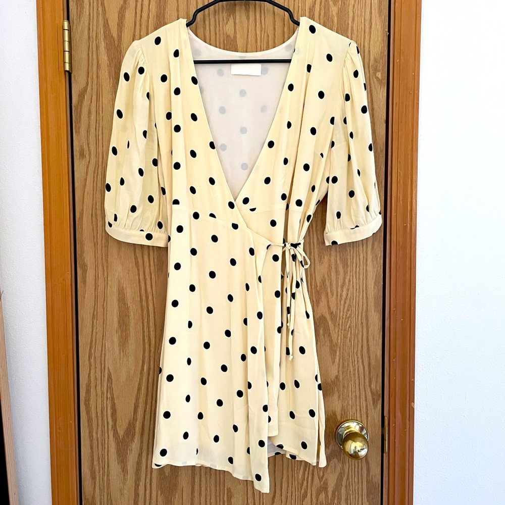 Polka- Dot surplice wrap dress